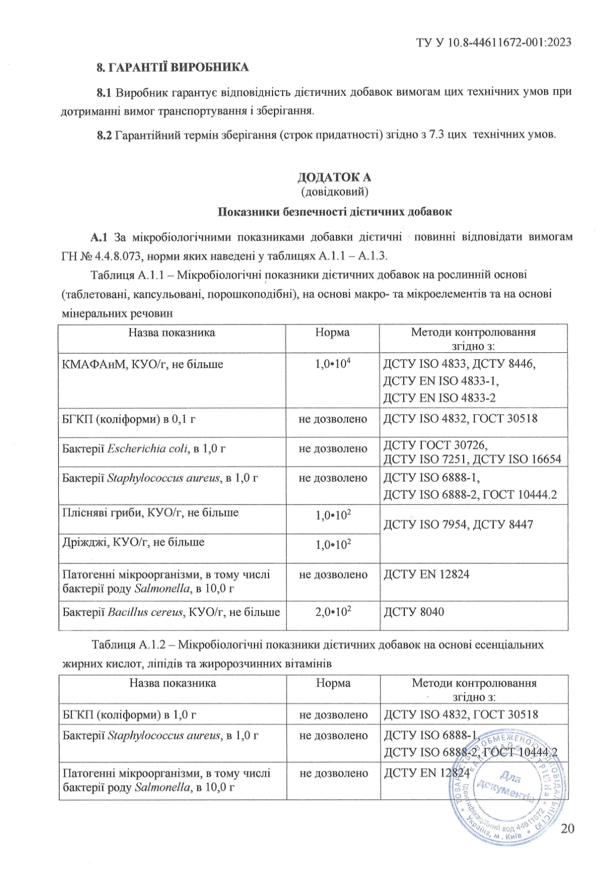Показники безпечності дієтичних добавок NutritQ сторінка 2