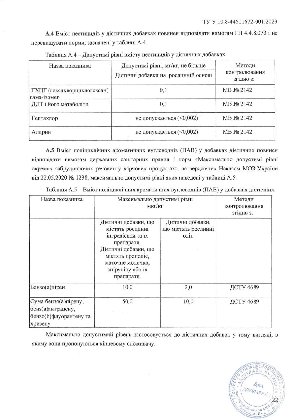 Показники безпечності дієтичних добавок NutritQ сторінка 4